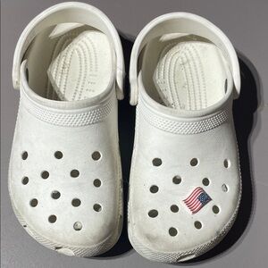 Kids' White Clog Sandals with Flag Accent